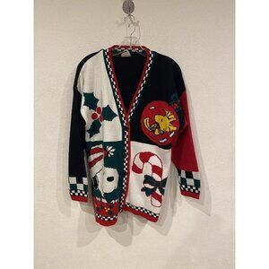 Vintage Snoopy & Friends Cardigan Womens Small Christmas Ugly Sweater Knit